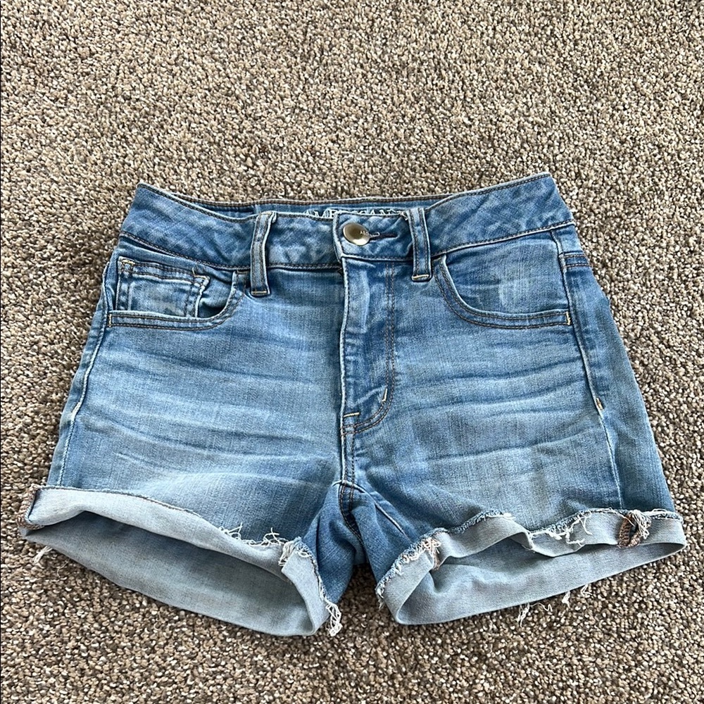 American Eagle Outfitters Blue Jean Shorts with Rolled Hem